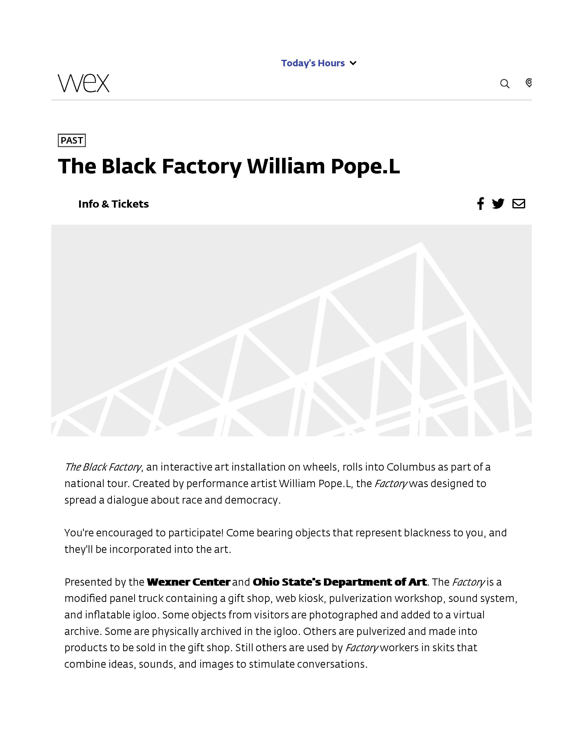 William Pope.L, The Black Factory, 2005